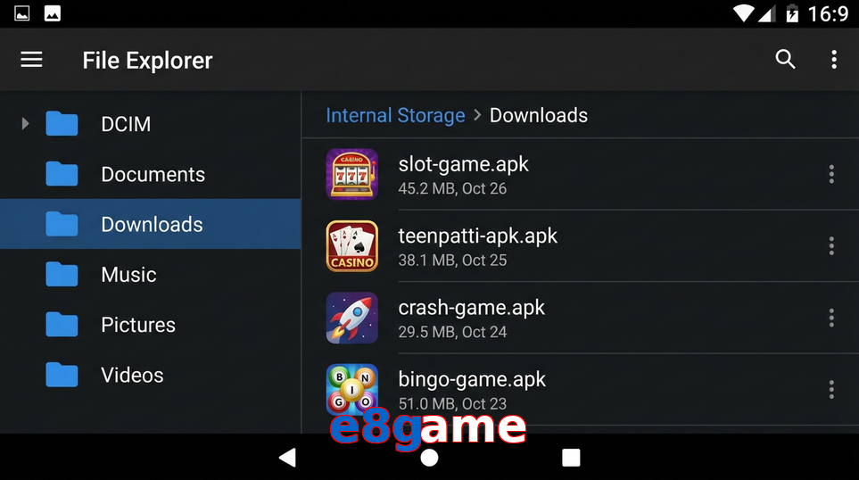 Main screen of E8game gameapk page for PK players